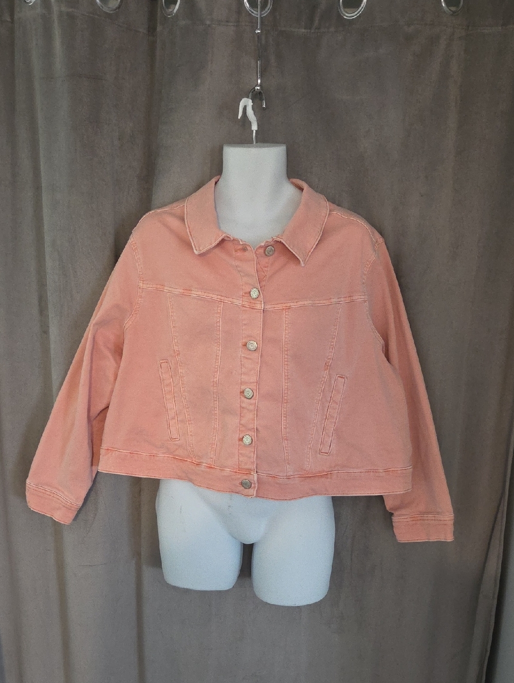 Addition Elle 3x Peach Cropped Denim Jacket